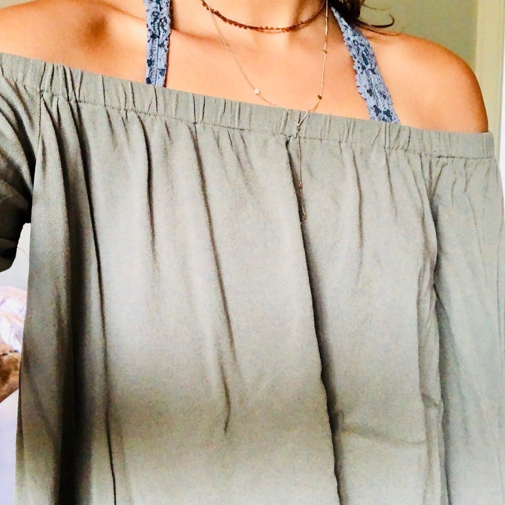 Off the shoulder long sleeve top